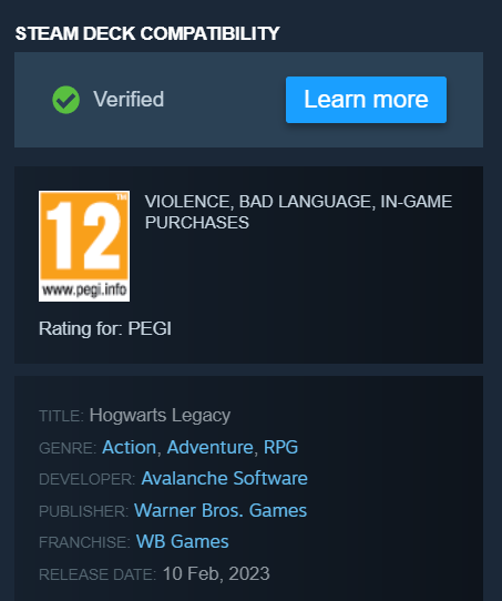 Hogwarts Legacy is OFFICIALLY Steam Deck Verified!